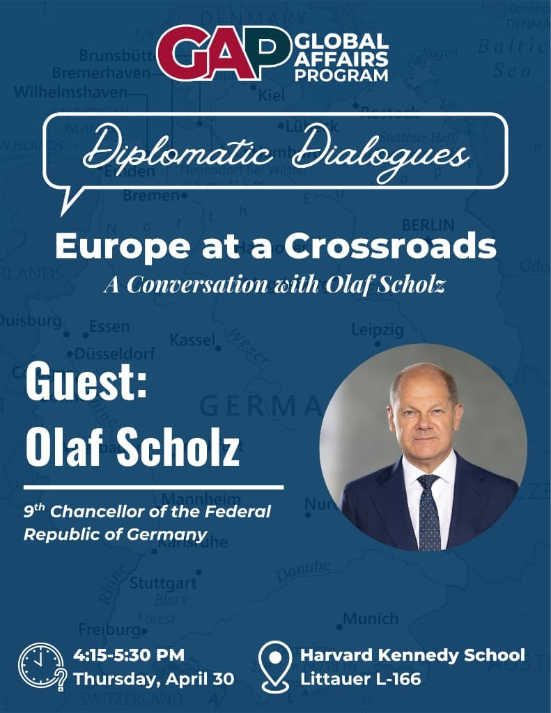 Europe at a Crossroads: A Conversation with Olaf Scholz — event poster